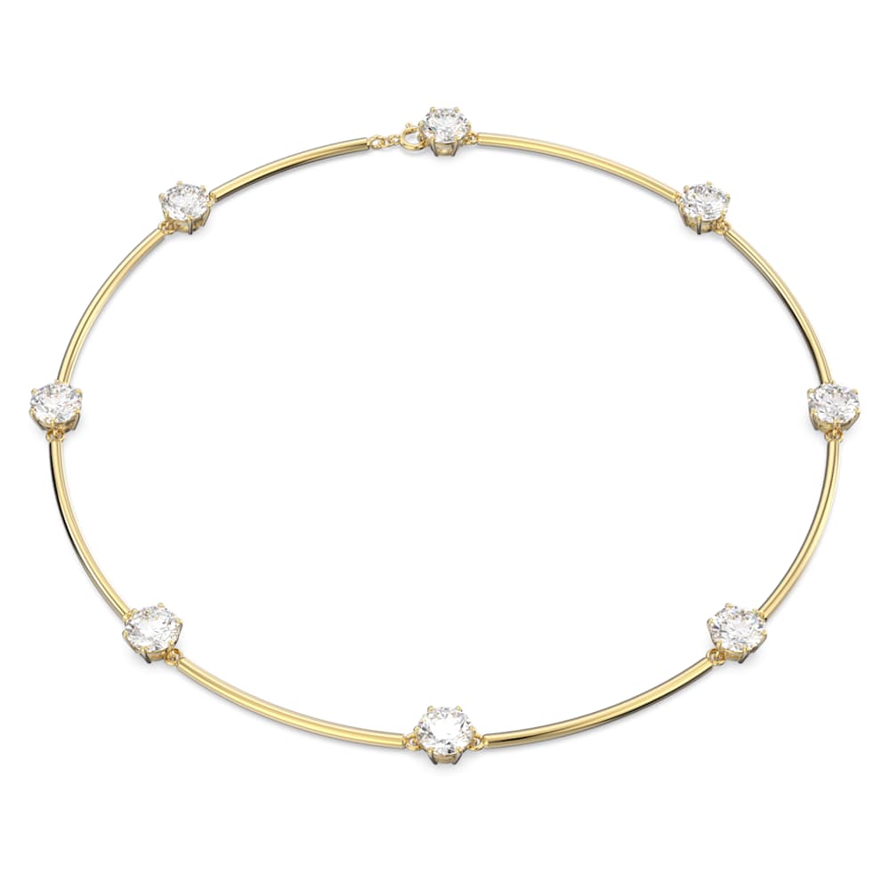Constella choker, Round cut, White, Shiny gold-tone plated | Swarovski